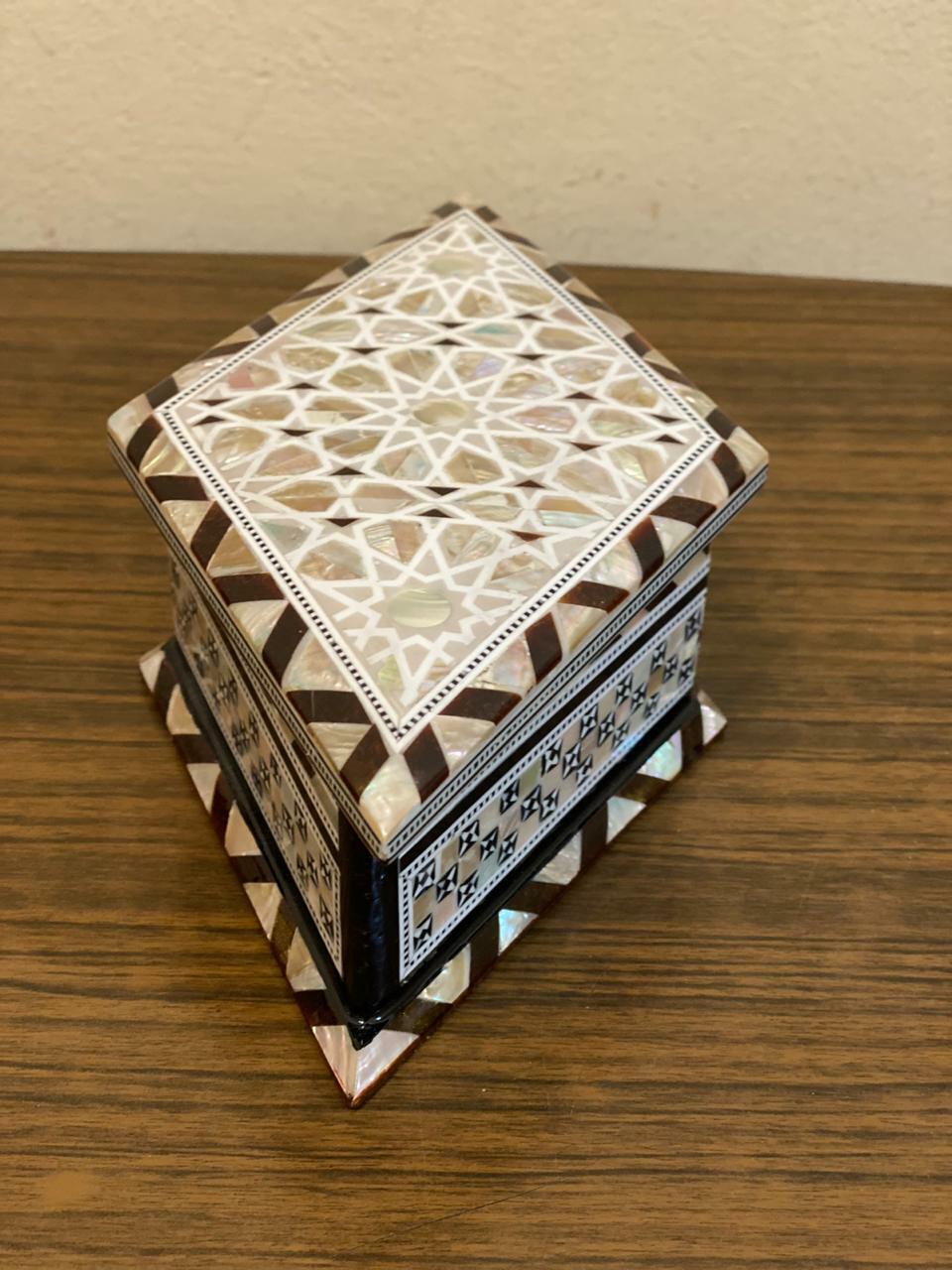 Handmade Wooden Jewelry Box Wood Trinket Storage Wood Box Mother of Pearl Inlay