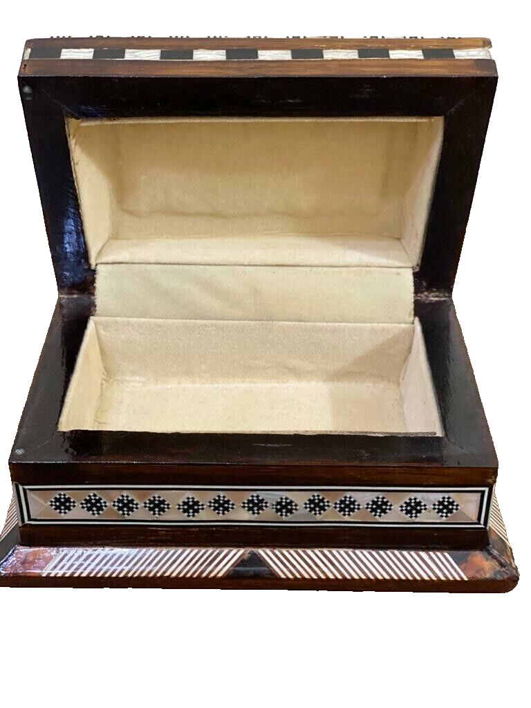 Handmade Wooden Jewelry Box Wood Trinket Storage Wood Box Mother of Pearl Inlay