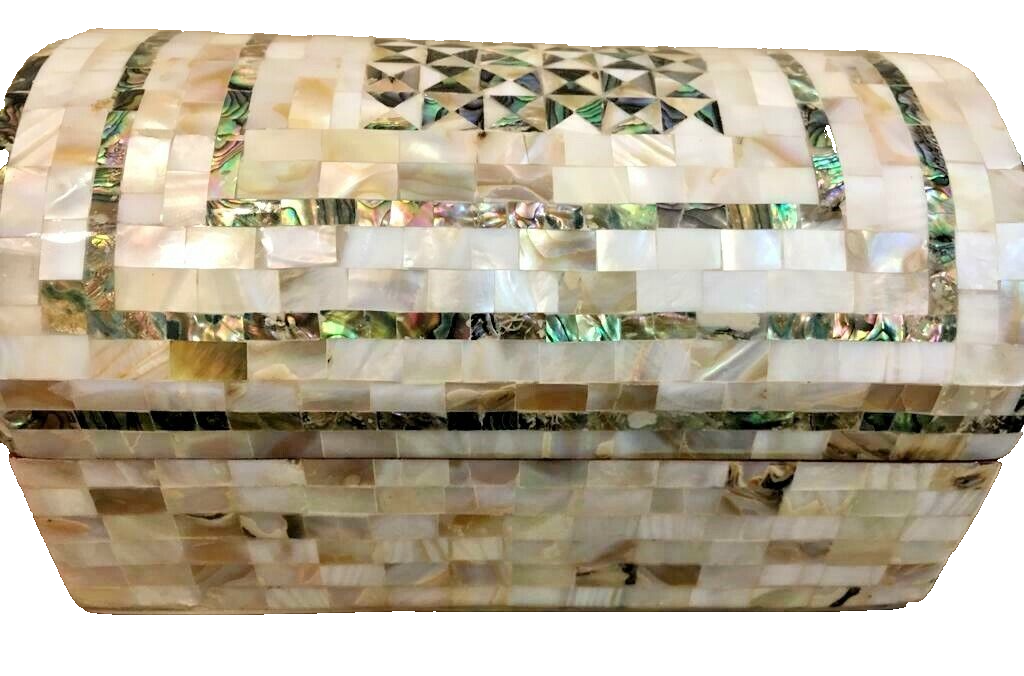 Handmade Wooden Jewelry Box Wood Trinket Storage Wood Box Mother of Pearl Inlay