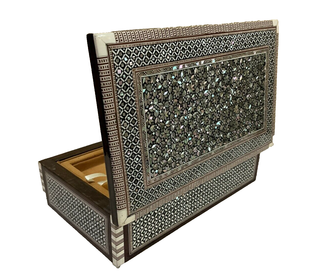 Handmade Wooden Jewelry Box Wood Trinket Storage Wood Box Mother of Pearl Inlay