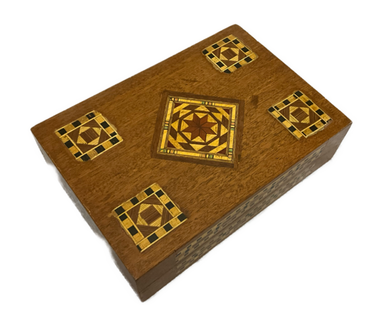 Handmade Wooden Jewelry Box Wood Trinket Storage Wood Box Marquetry Mosaic Inlay