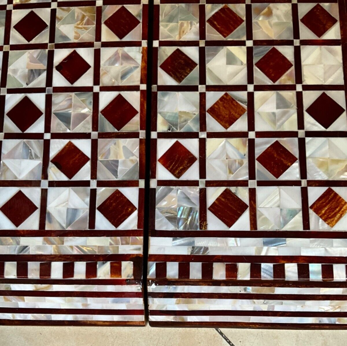 Handmade, Wood Backgammon Board, Wood Chess Board, Game Board Inlaid Shell (17")