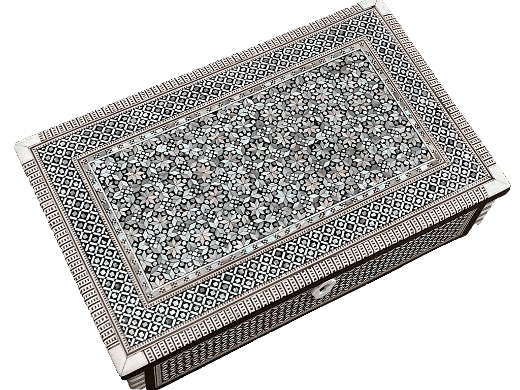 Handmade Wooden Jewelry Box with Mother of Pearl Inlay – Egyptian Craft Storage Box - Laila Hand Made Gifts