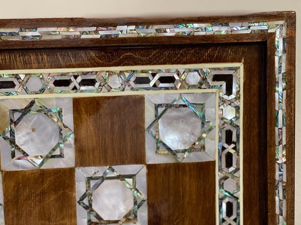 Handmade, Wooden Backgammon Board, Wood Chess Board, Mother of Pearl Inlay (20") - Laila Hand Made Gifts