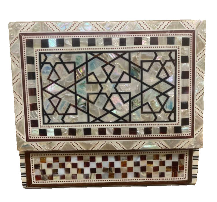 Handmade Wooden Jewelry Box Wood Trinket Storage Wood Box Mother of Pearl Inlay