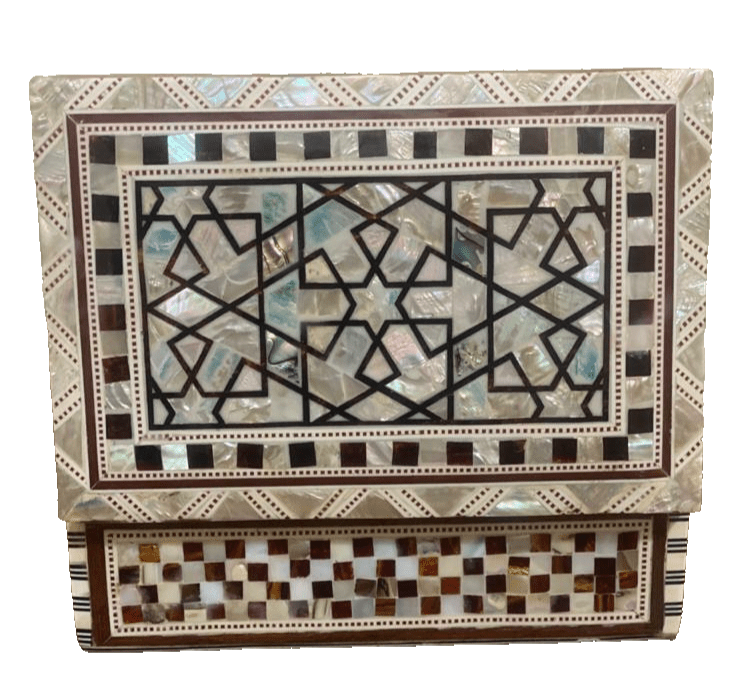 Handmade Wooden Jewelry Box Wood Trinket Storage Wood Box Mother of Pearl Inlay - Laila Hand Made Gifts