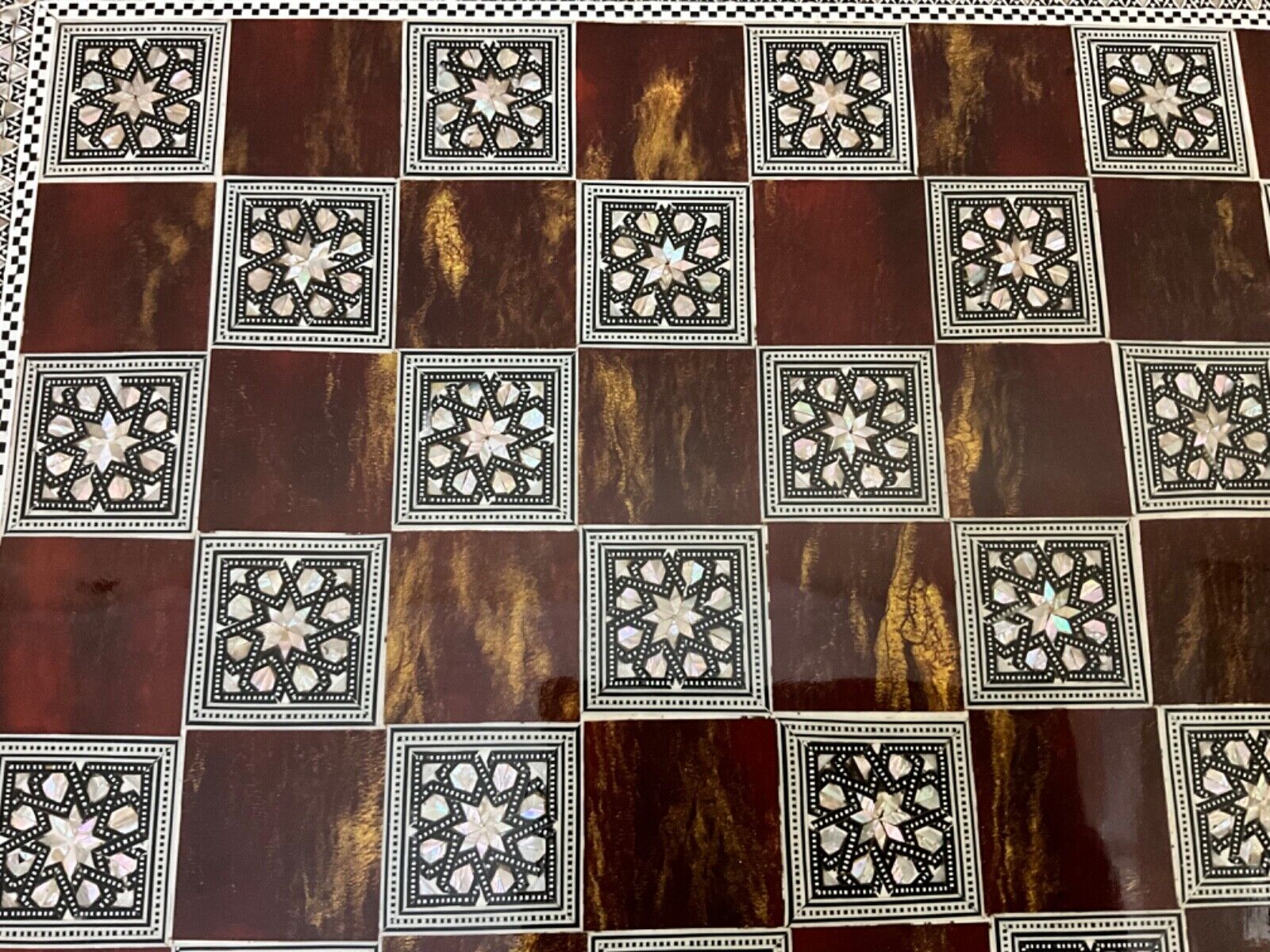 Handmade Wooden Chess Board Wood Chess Board Game Board Mother of Pearl Inlay - Laila Hand Made Gifts