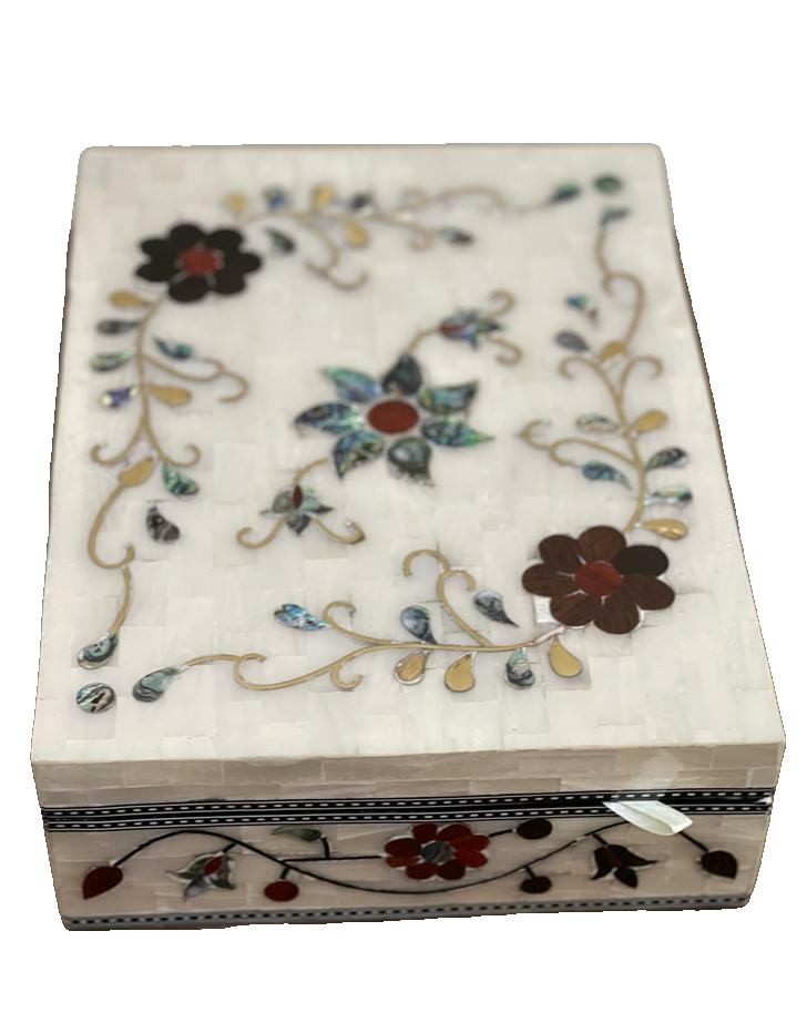 Handmade Wooden Jewelry Box Wood Trinket Storage Wood Box Mother of Pearl Inlay