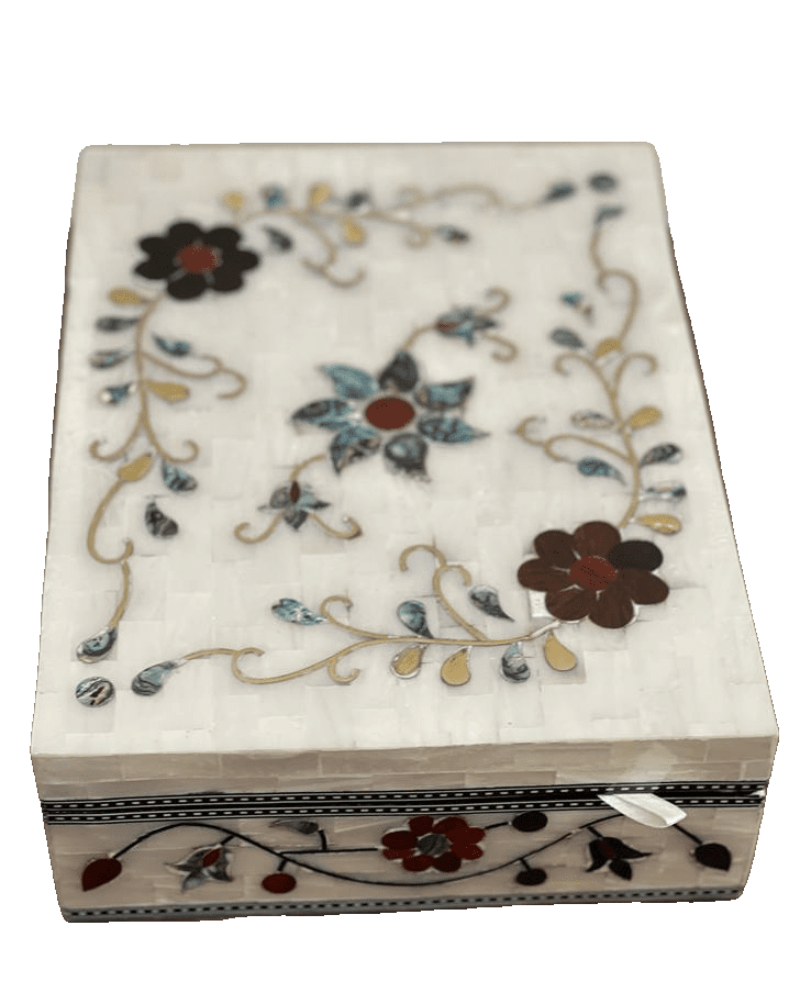 Handmade Wooden Jewelry Box Wood Trinket Storage Wood Box Mother of Pearl Inlay - Laila Hand Made Gifts