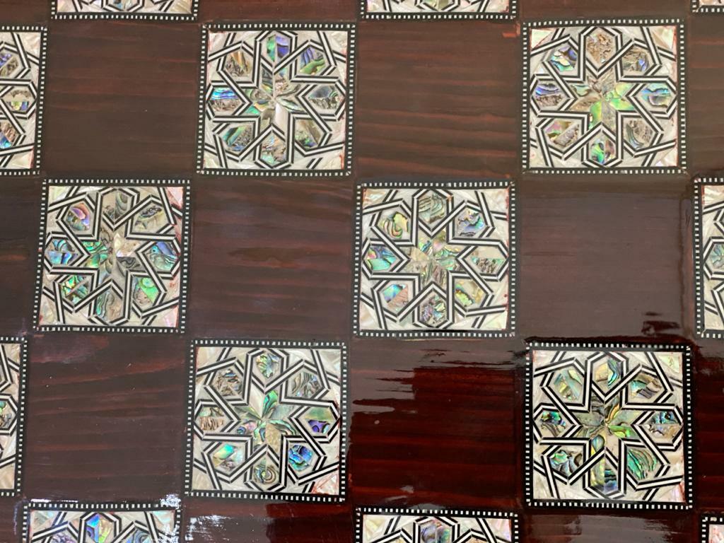 Handmade, Wood Chess Board, Game Board, Unique Board, Inlaid Mother of Pearl 25" - Laila Hand Made Gifts