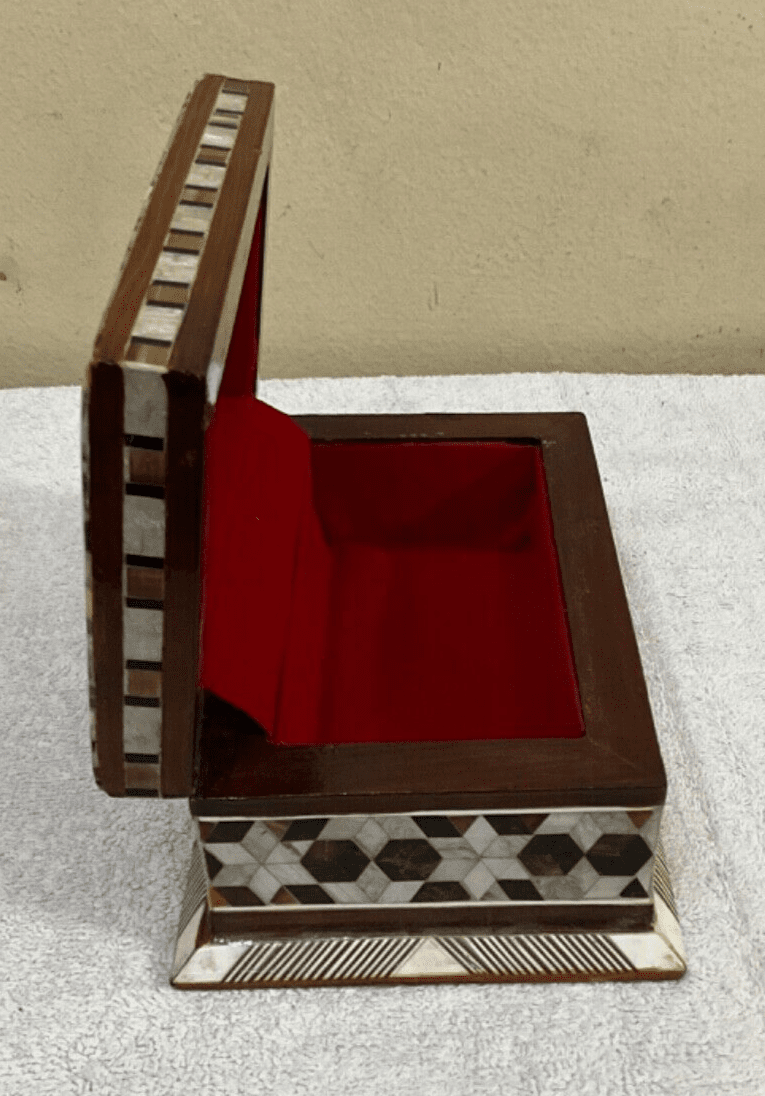 Handmade Wooden Jewelry Box Wood Trinket Storage Wood Box Mother of Pearl Inlay - Laila Hand Made Gifts
