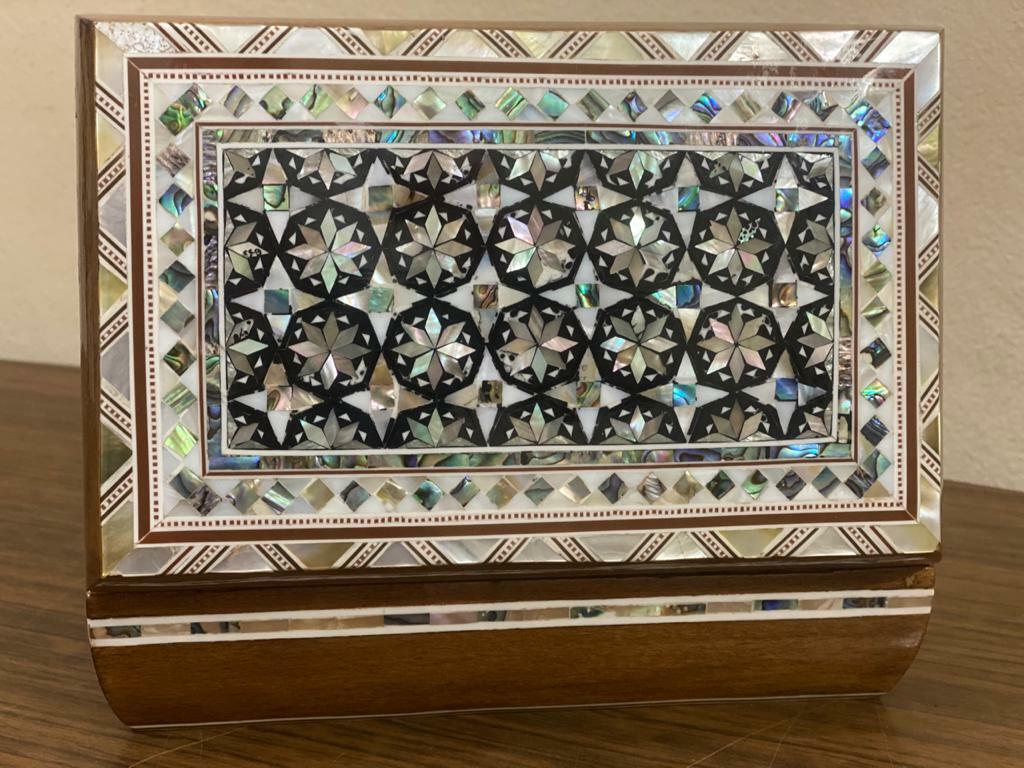 Handmade Wooden Jewelry Box Wood Trinket Storage Wood Box Mother of Pearl Inlay - Laila Hand Made Gifts