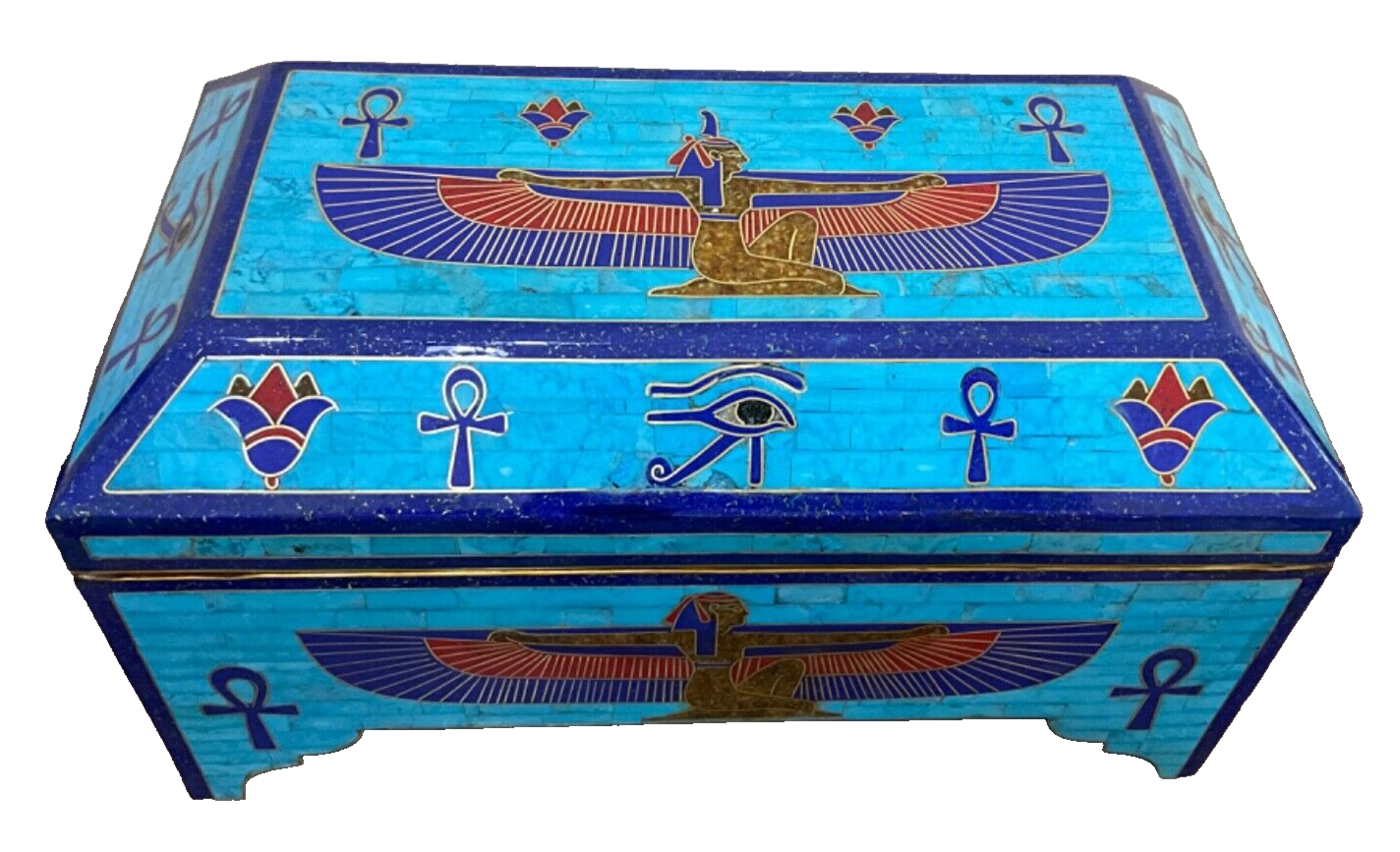 Handmade Antique, Wooden Jewelry Box, Gift Box, Wood Box, Lapis, Turquoise Inlay - Laila Hand Made Gifts