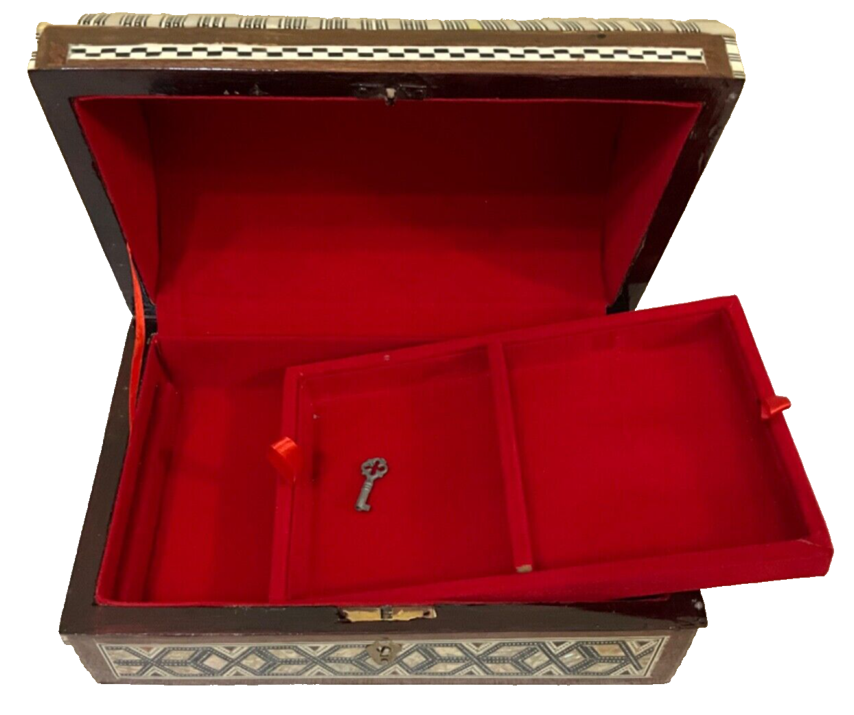 Handmade Wooden Jewelry Box Wood Trinket Storage Wood Box Mother of Pearl Inlay