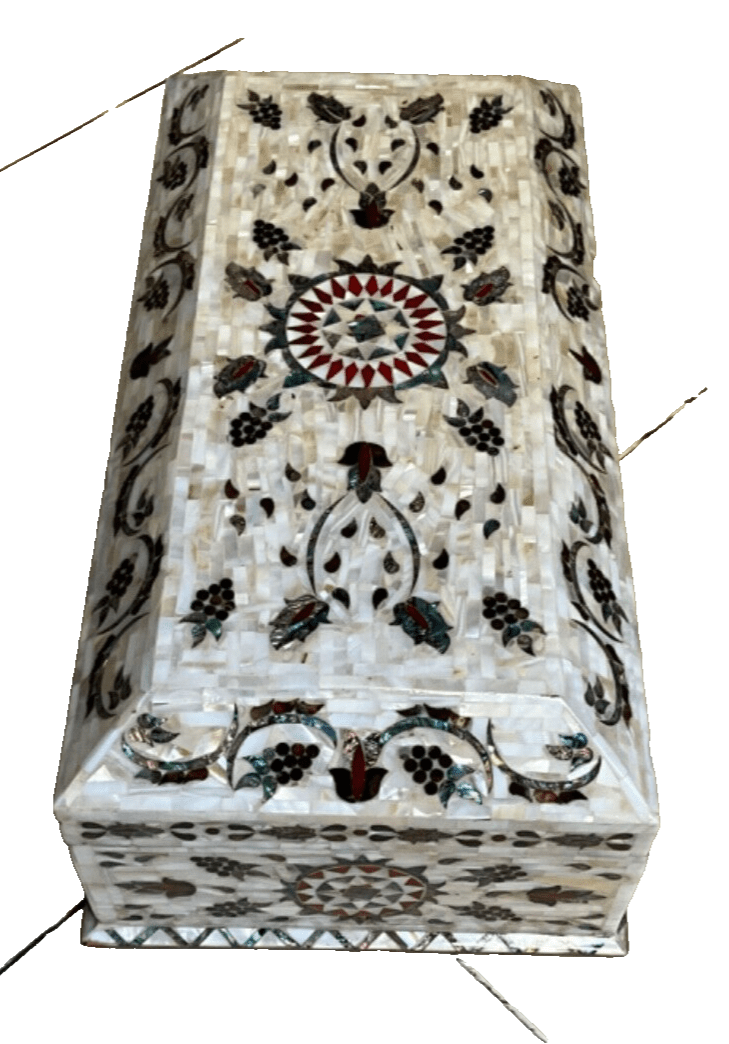 Handmade Wooden Jewelry Box Wood Trinket Storage Wood Box Mother of Pearl Inlay - Laila Hand Made Gifts