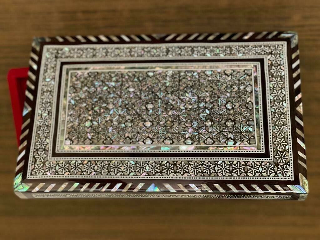 Handmade Wooden Jewelry Box Wood Trinket Storage Wood Box Mother of Pearl Inlay