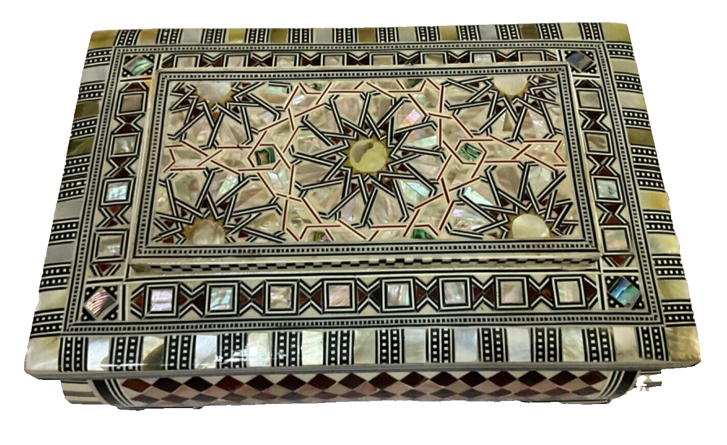 Handmade Wooden Jewelry Box Wood Trinket Storage Wood Box Mother of Pearl Inlay