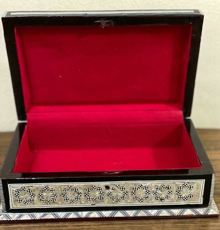 Handmade Wooden Jewelry Box Wood Trinket Storage Wood Box Mother of Pearl Inlay