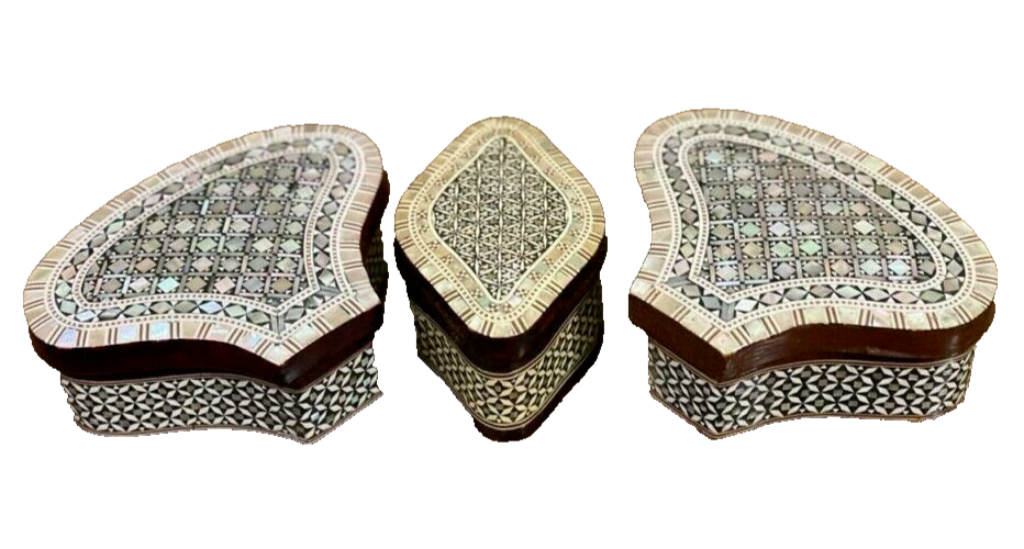 Handmade Wooden Jewelry Box Wood Trinket Storage Wood Box Mother of Pearl Inlay