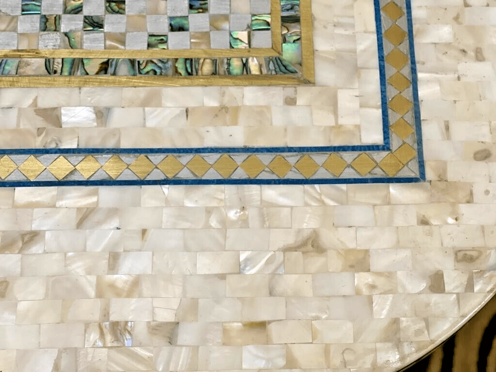 Handmade Wooden End Table Carving Wood Table Home Decor Mother of Pearl Inlay - Laila Hand Made Gifts