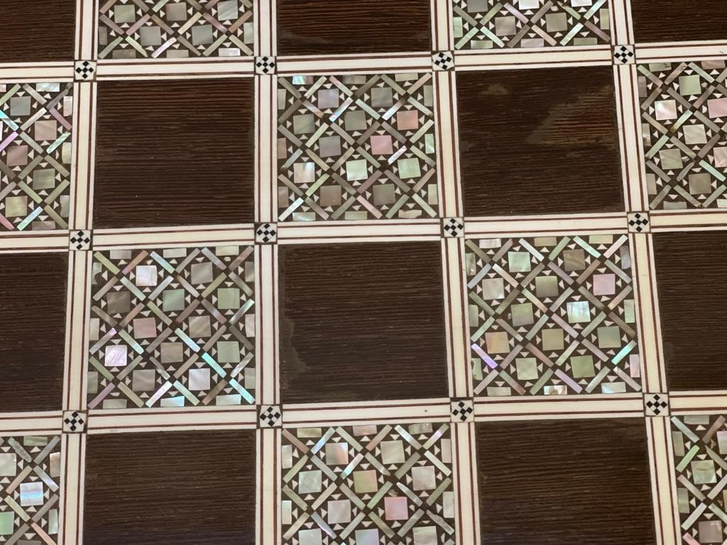 Handmade, Wood Chess Board, Chess Set, Game Board, Inlaid Mother of Pearl (16")