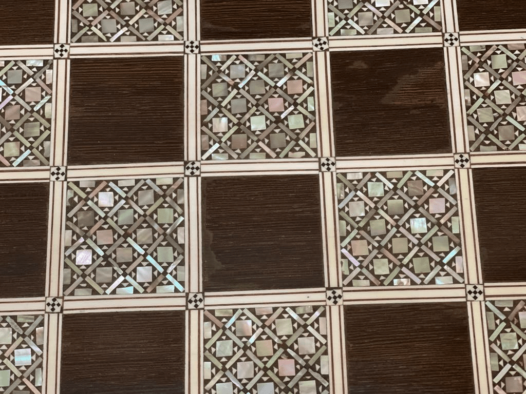 Handmade, Wood Chess Board, Chess Set, Game Board, Inlaid Mother of Pearl (16") - Laila Hand Made Gifts