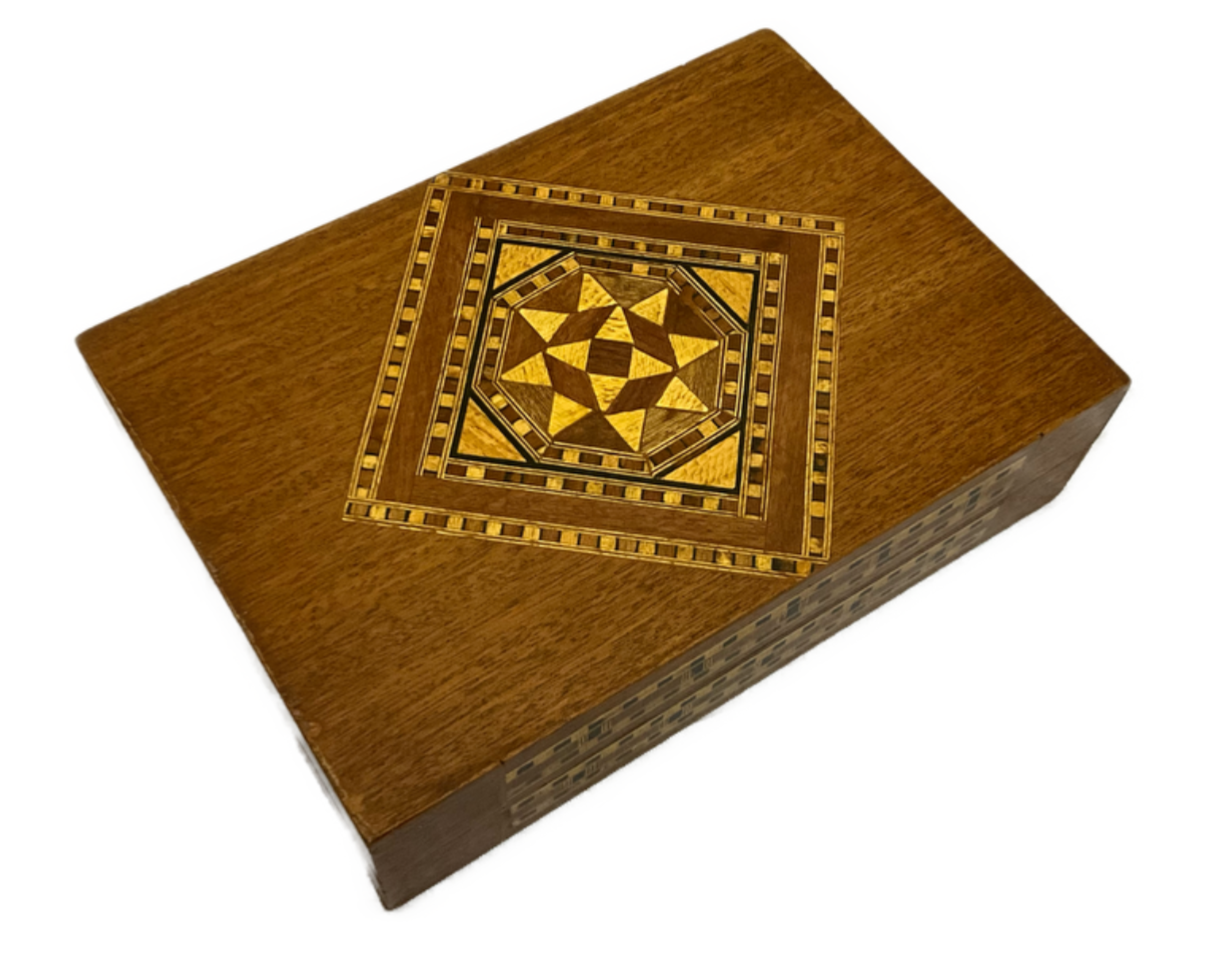 Handmade Wooden Jewelry Box Wood Trinket Storage Wood Box Marquetry Mosaic Inlay