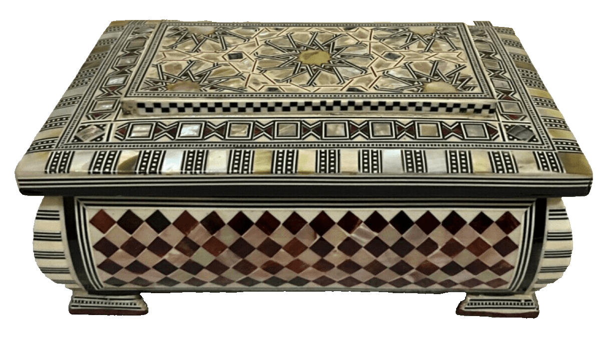 Handmade Wooden Jewelry Box Wood Trinket Storage Wood Box Mother of Pearl Inlay - Laila Hand Made Gifts