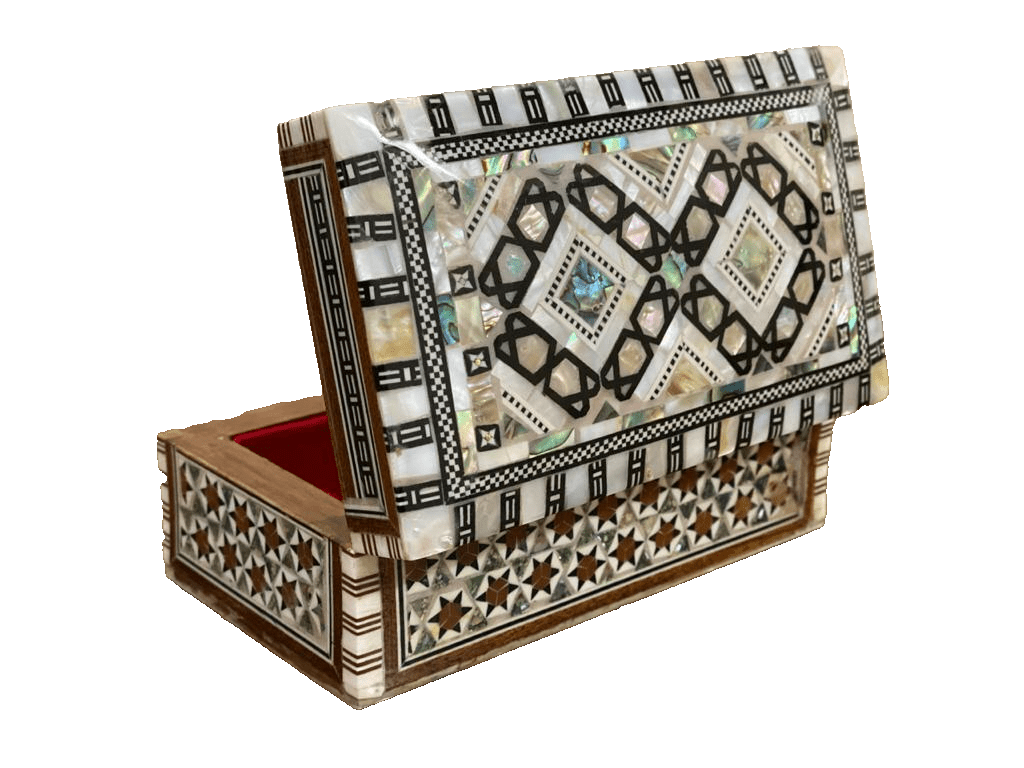 Handmade Wooden Jewelry Box Wood Trinket Storage Wood Box Mother of Pearl Inlay - Laila Hand Made Gifts