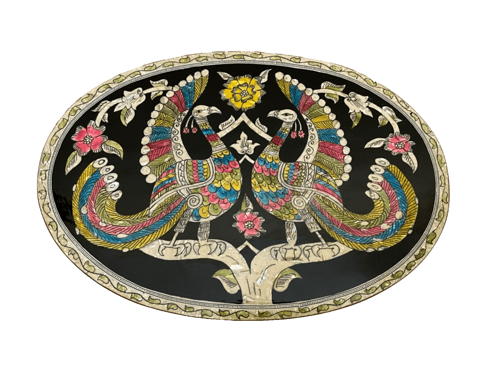 Handmade Wooden End Table Carving Wood Table Home Decor Mother of Pearl Inlay - Laila Hand Made Gifts