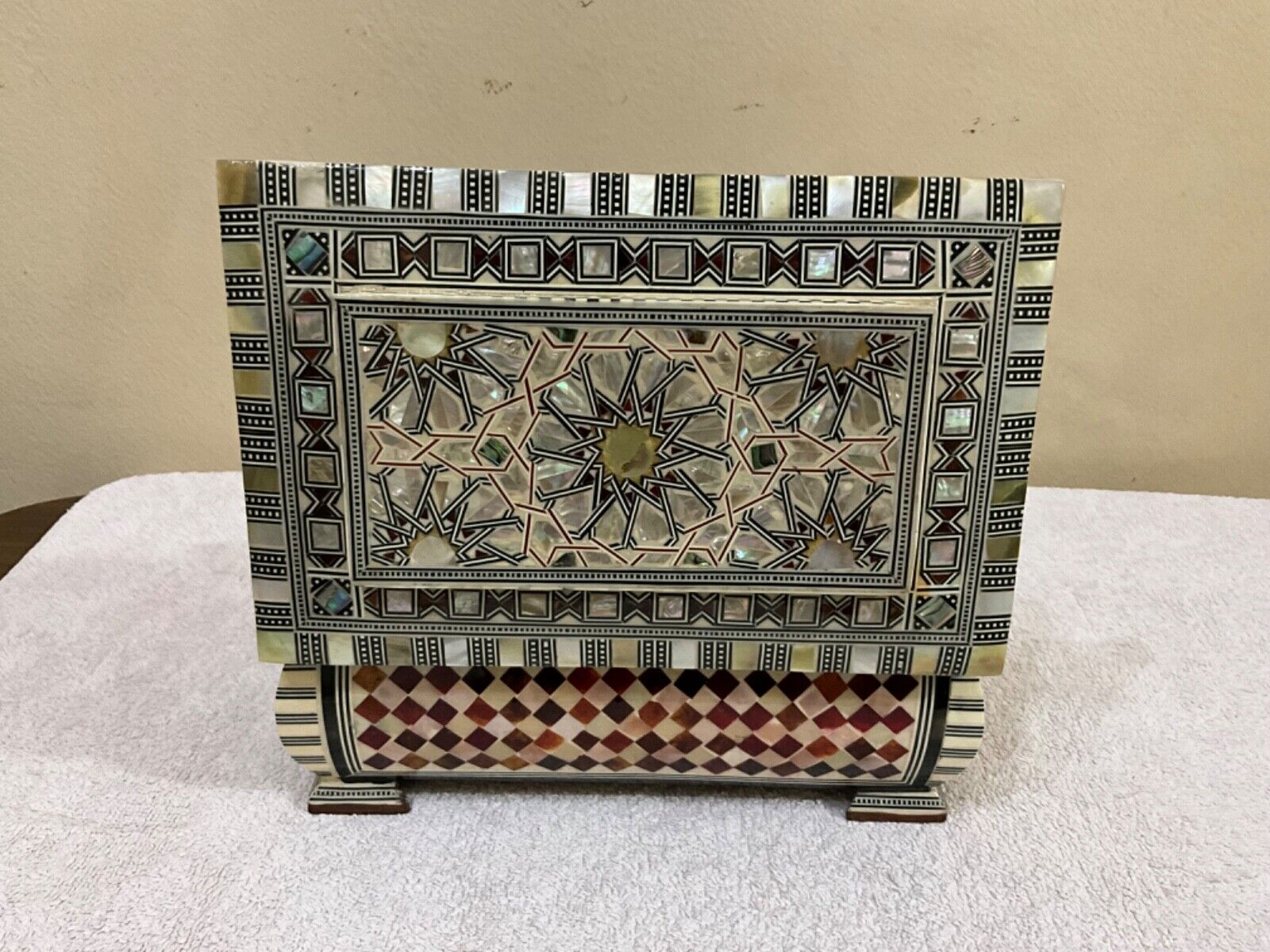 Handmade Wooden Jewelry Box Wood Trinket Storage Wood Box Mother of Pearl Inlay