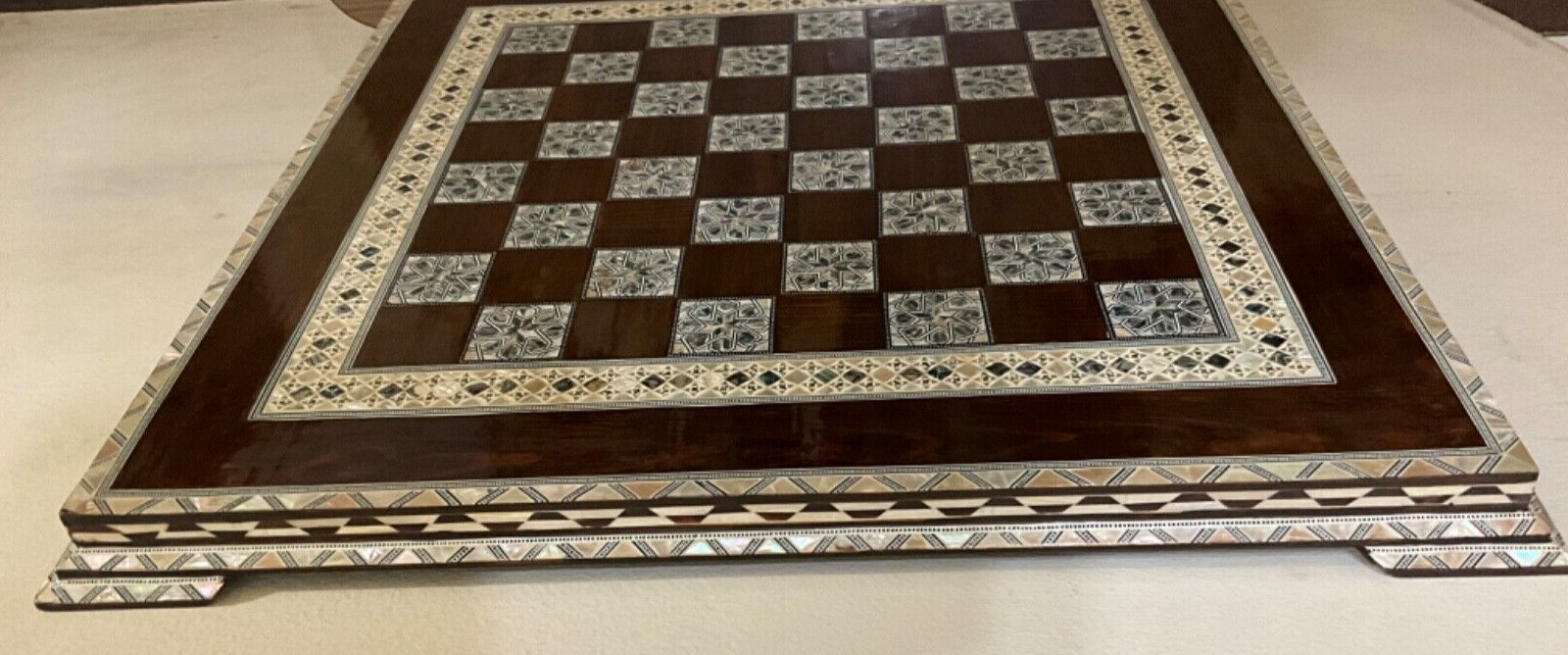 Handmade, Wood Chess Board, Game Board, Unique Board, Inlaid Mother of Pearl 25"