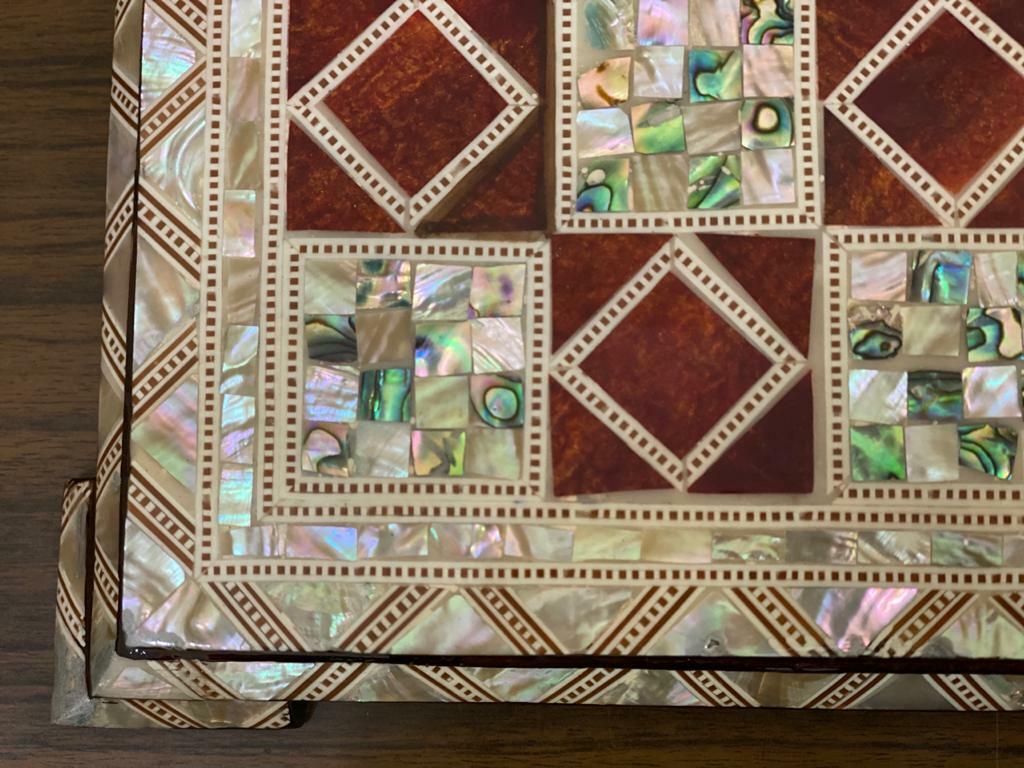 Handmade, Wood Chess Board, Chess Set, Game Board, Inlaid Mother of Pearl (13")