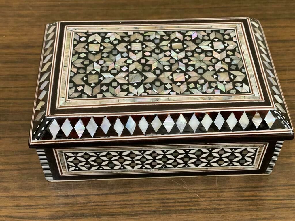 Handmade Wooden Jewelry Box Wood Trinket Storage Wood Box Mother of Pearl Inlay