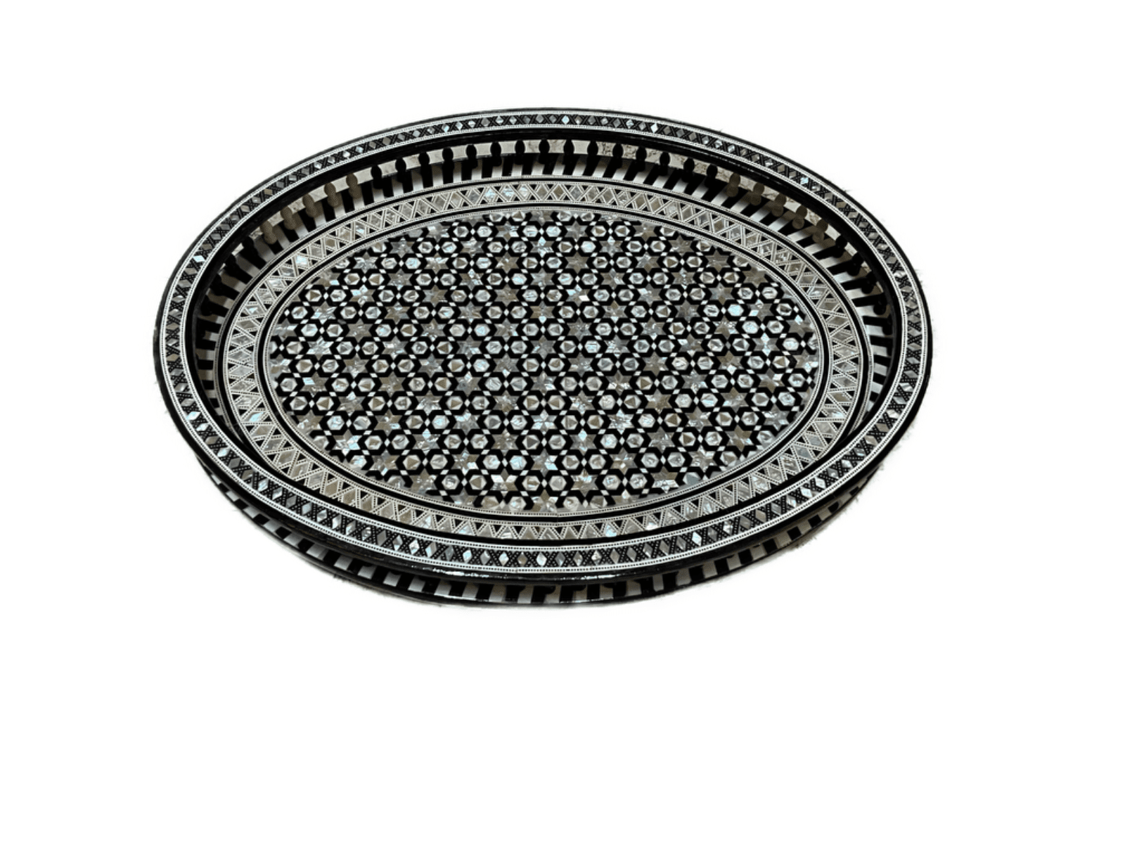 Antique Handmade Serving wood Tray inlaid Mother of Pearl (20"x14.8") - Laila Hand Made Gifts