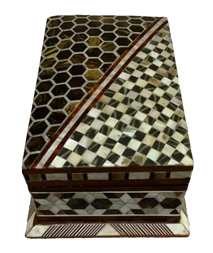 Handmade Wooden Jewelry Box Wood Trinket Storage Wood Box Mother of Pearl Inlay