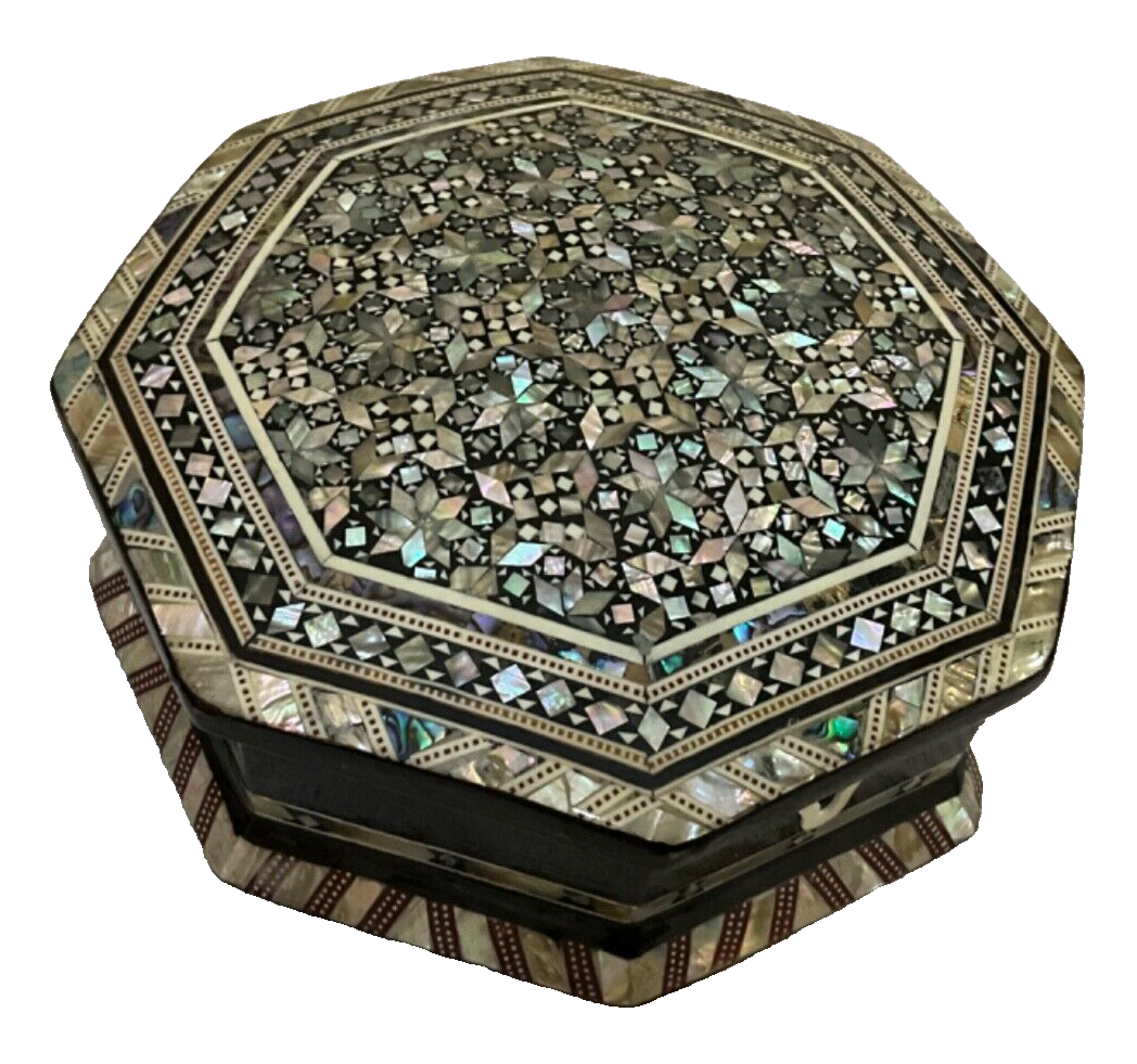 Handmade Wooden Jewelry Box Wood Trinket Storage Wood Box Mother of Pearl Inlay