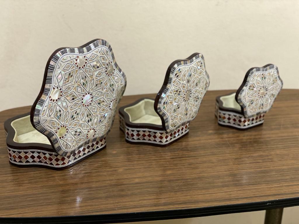 Handmade Wooden Jewelry Box Wood Trinket Storage Wood Box Mother of Pearl Inlay