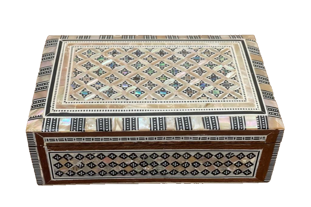 Handmade Wooden Jewelry Box Wood Trinket Storage Wood Box Mother of Pearl Inlay