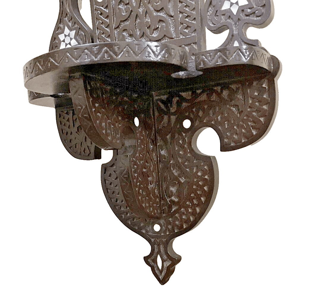 Handmade, Antique Egyptian, Wood Wall Shelf, Handwork Carving wood, Inlaid Shell - Laila Hand Made Gifts