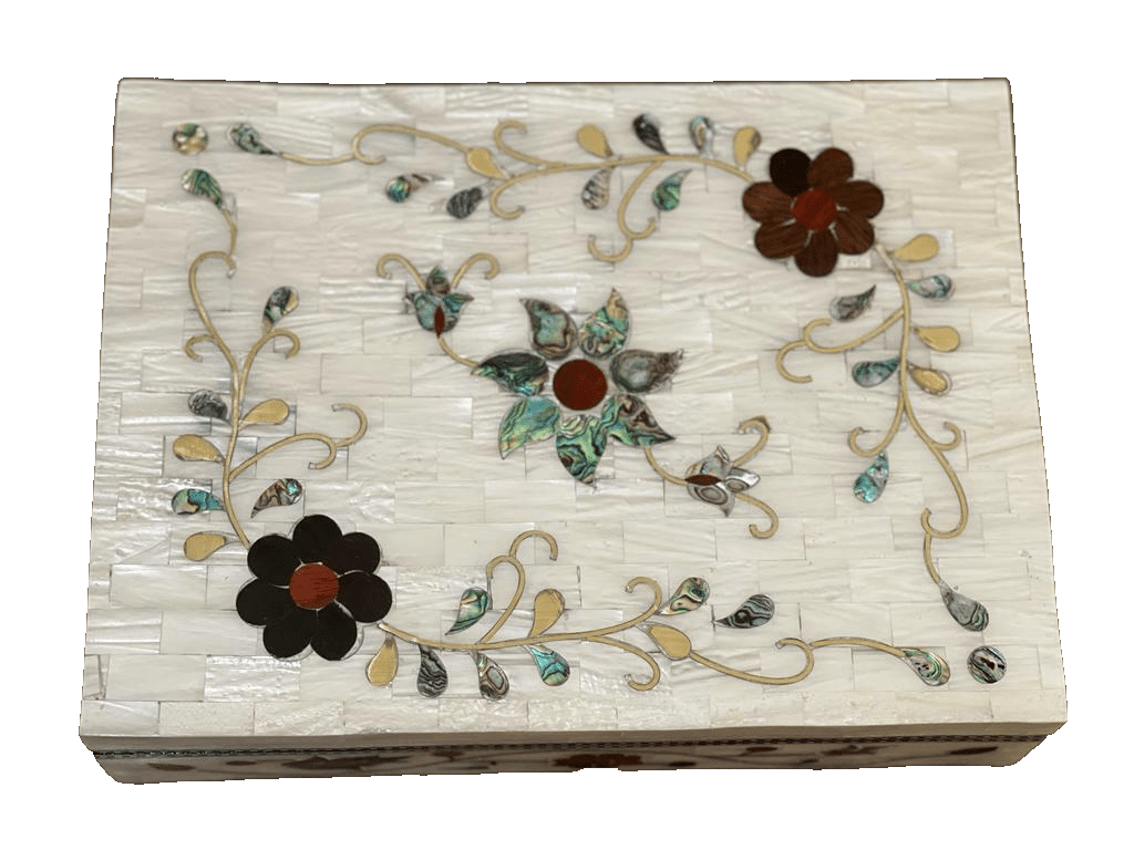 Handmade Wooden Jewelry Box Wood Trinket Storage Wood Box Mother of Pearl Inlay - Laila Hand Made Gifts