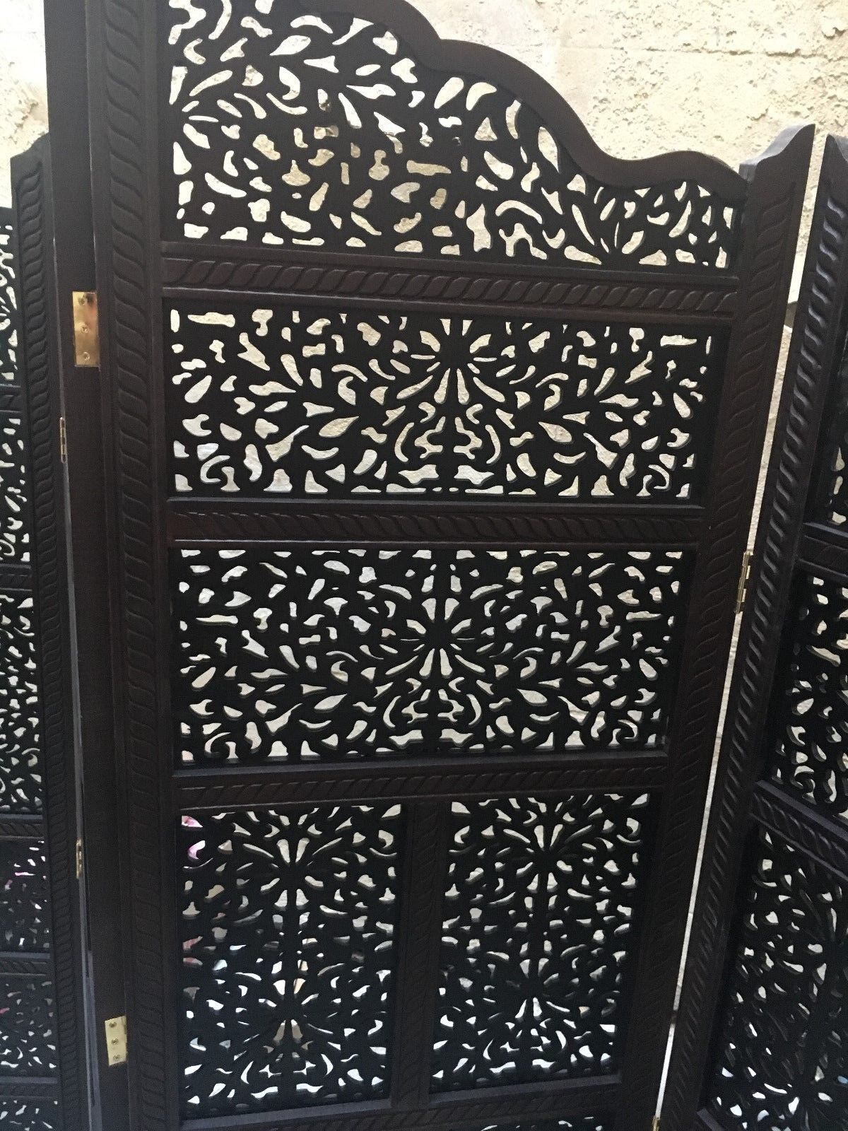 4 Panel Folding Wooden Room Divider Partition Privacy Screen Hand Carving Wood - Laila Hand Made Gifts