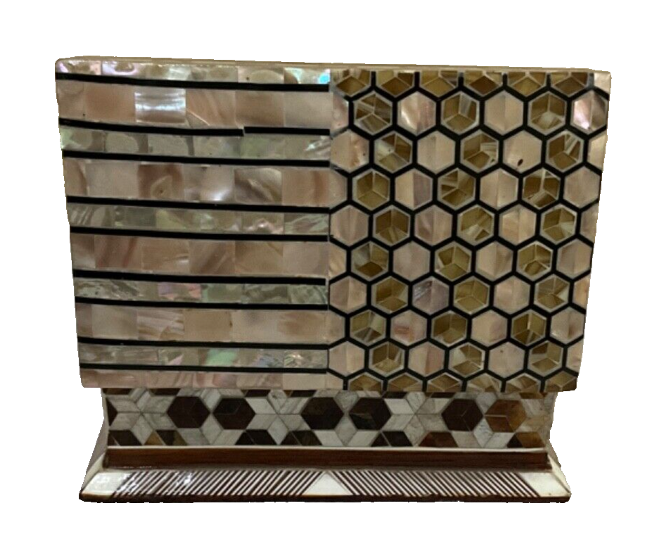 Handmade Wooden Jewelry Box Wood Trinket Storage Wood Box Mother of Pearl Inlay