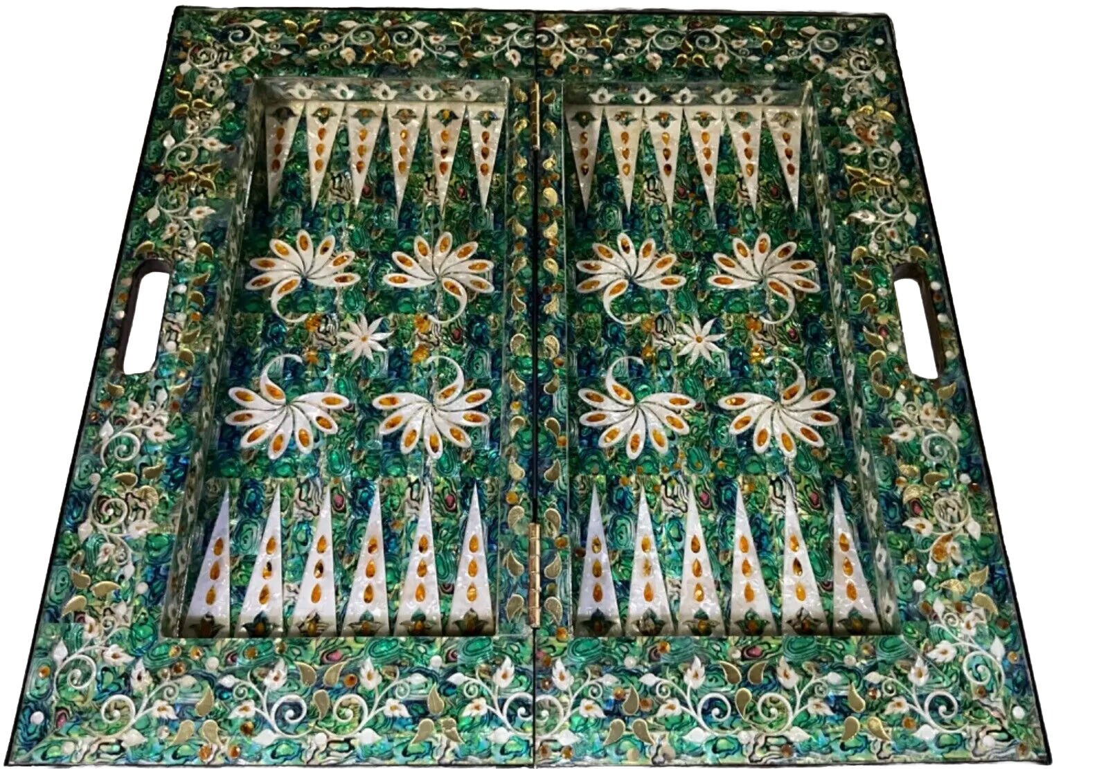 Handmade, Wooden Backgammon Board, Wood Chess Board, Game Board, Mother of Pearl - Laila Hand Made Gifts