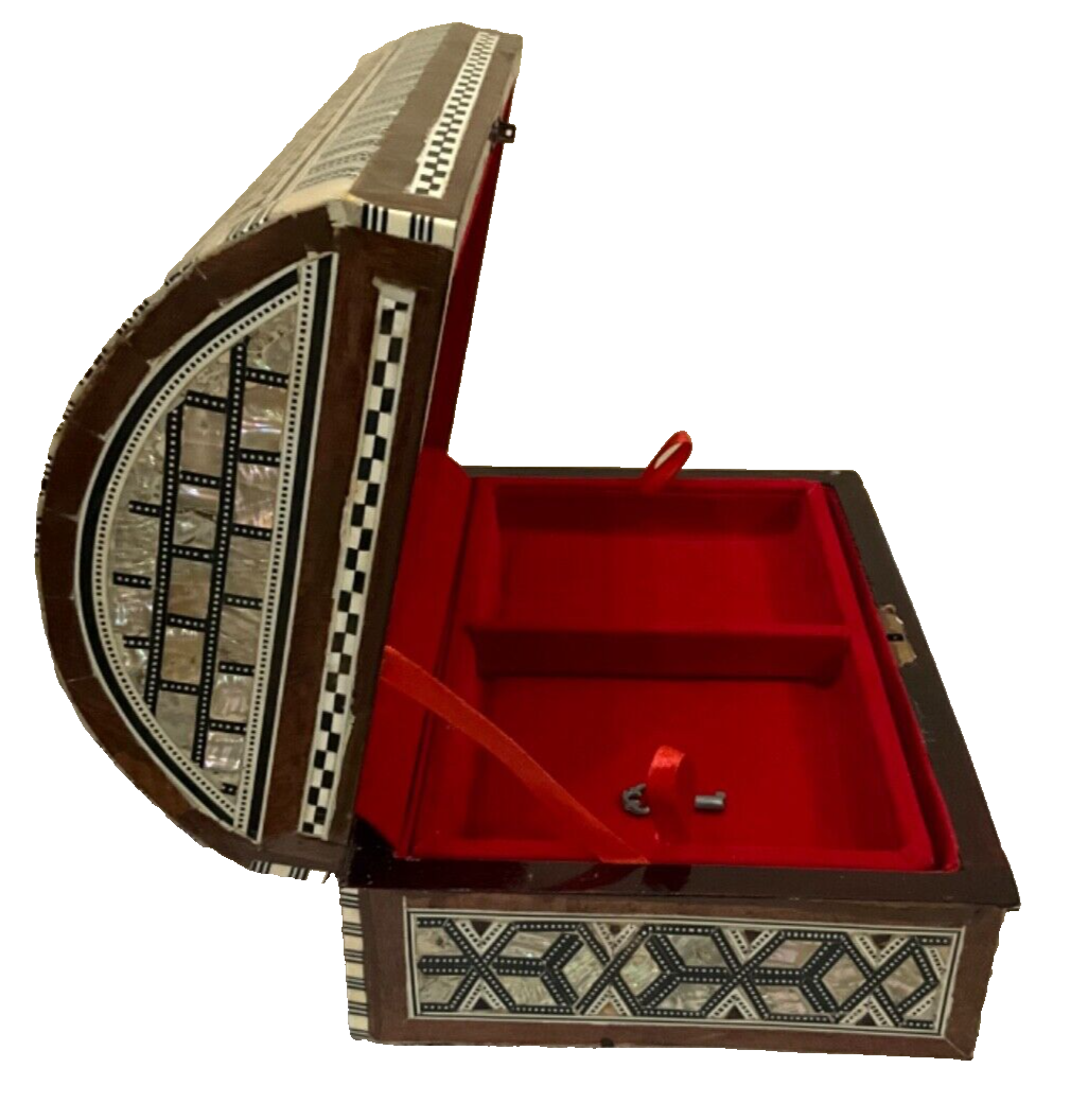 Handmade Wooden Jewelry Box Wood Trinket Storage Wood Box Mother of Pearl Inlay