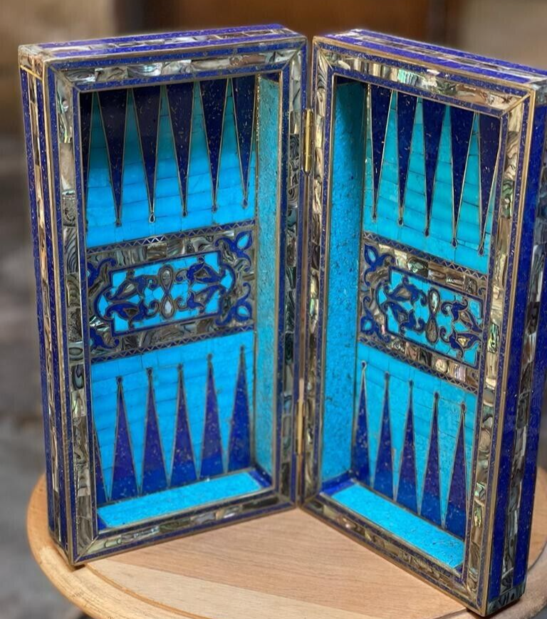 Handmade, Wooden Backgammon Board, Wood Chess Board, Mother of Pearl Inlay (12")