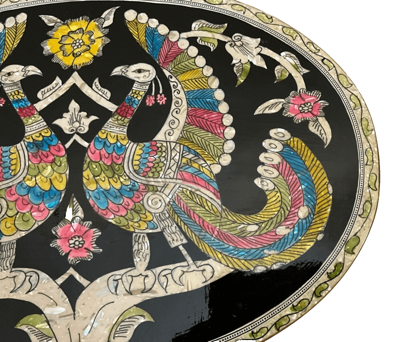 Handmade Wooden End Table Carving Wood Table Home Decor Mother of Pearl Inlay - Laila Hand Made Gifts