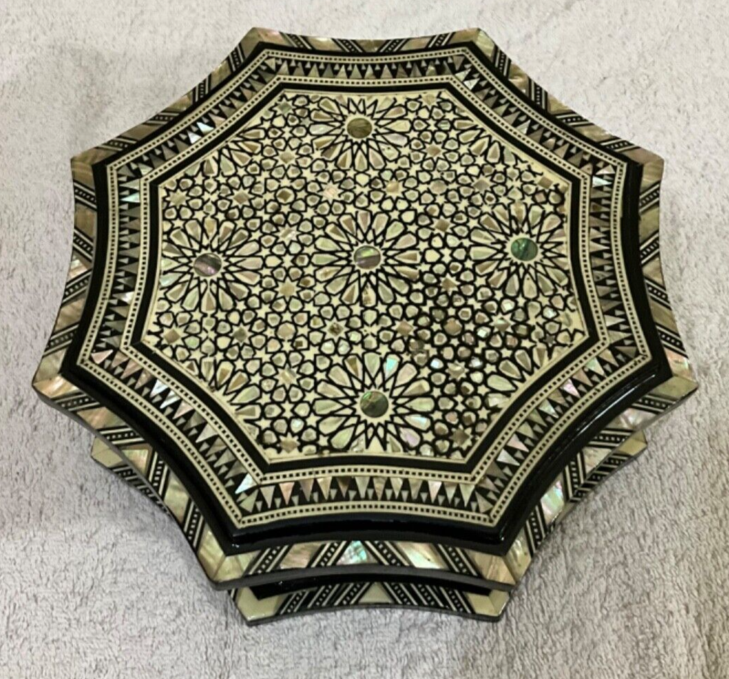 Handmade Wooden Jewelry Box Wood Trinket Storage Wood Box Mother of Pearl Inlay