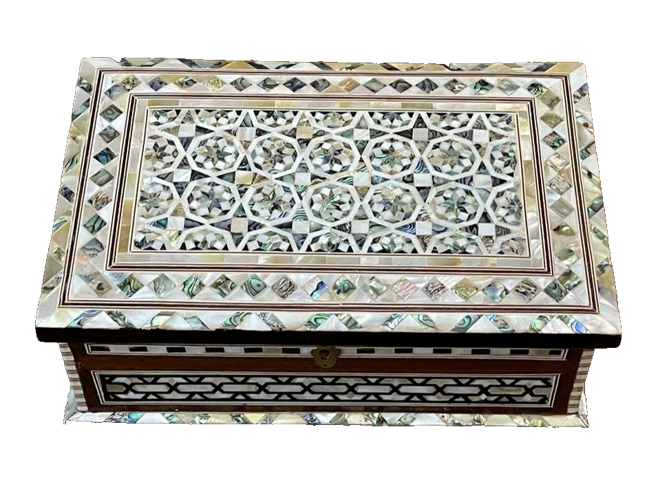 Handmade Wooden Jewelry Box Wood Trinket Storage Wood Box Mother of Pearl Inlay