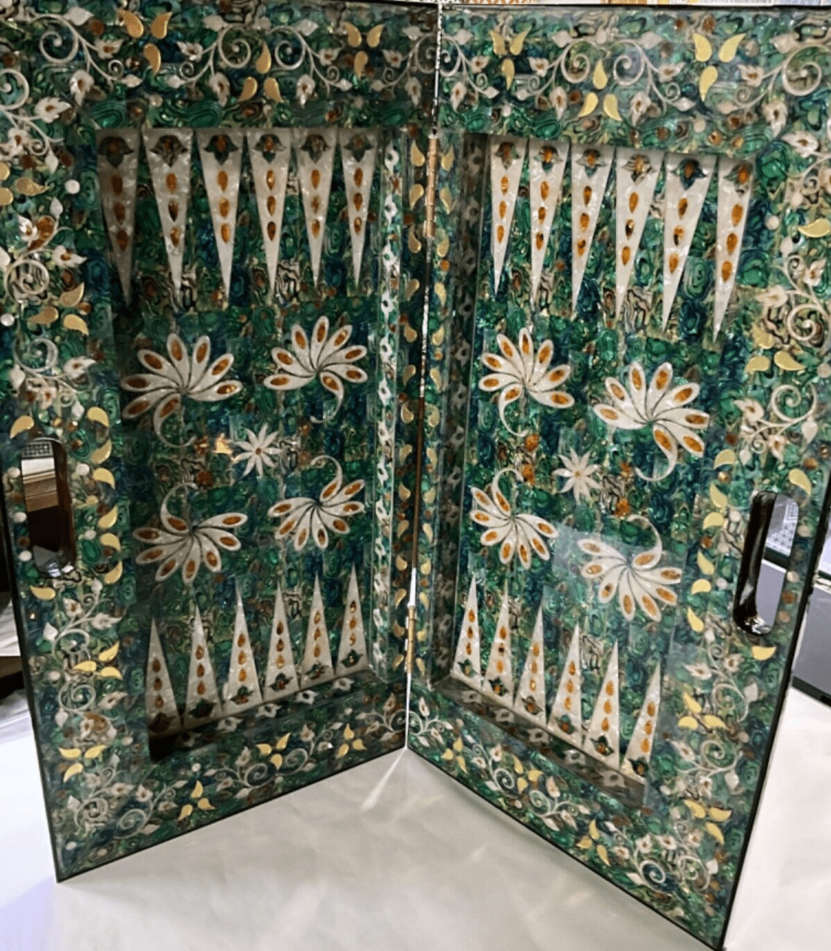 Handmade, Wooden Backgammon Board, Wood Chess Board, Game Board, Mother of Pearl - Laila Hand Made Gifts